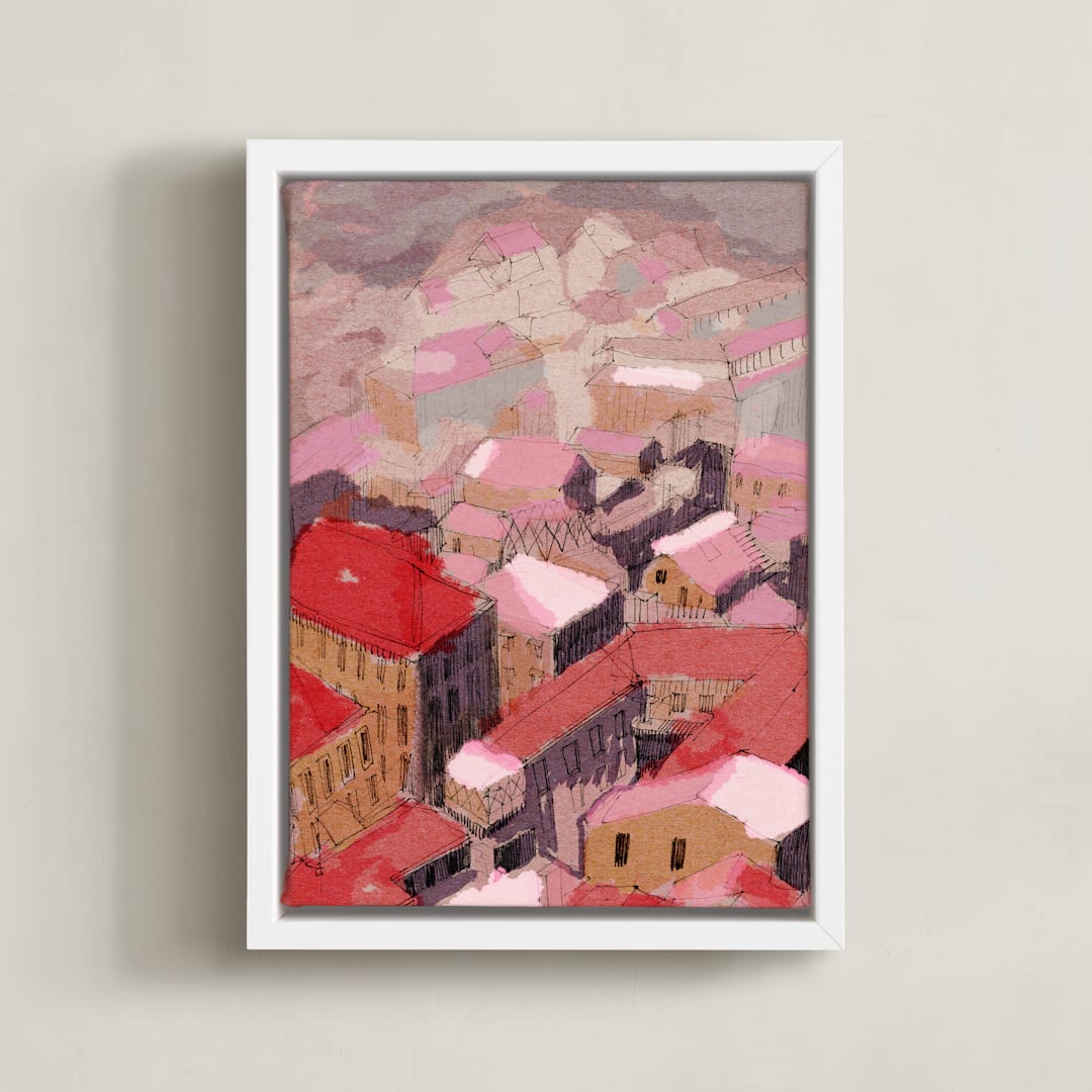 "Painted Venice cityscape" - Art Print in Pastel by Oana Prints - Framed Canvas