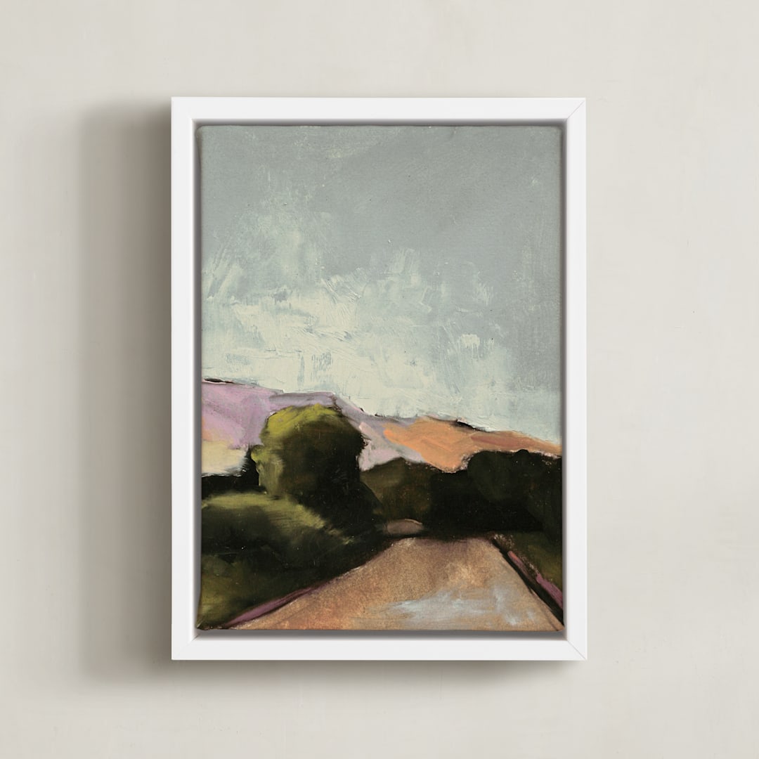 "Road Trip 2" - Art Print in Mint Green by Lynne Millar - Framed Canvas