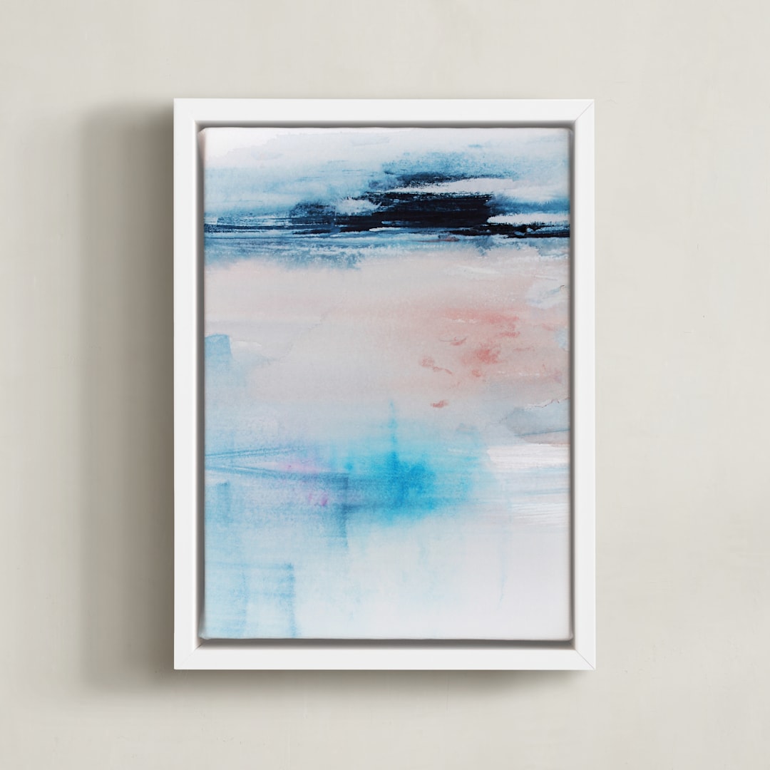 "Acceptance" - Art Print in Batik Blue by Karen Kaul - Framed Canvas
