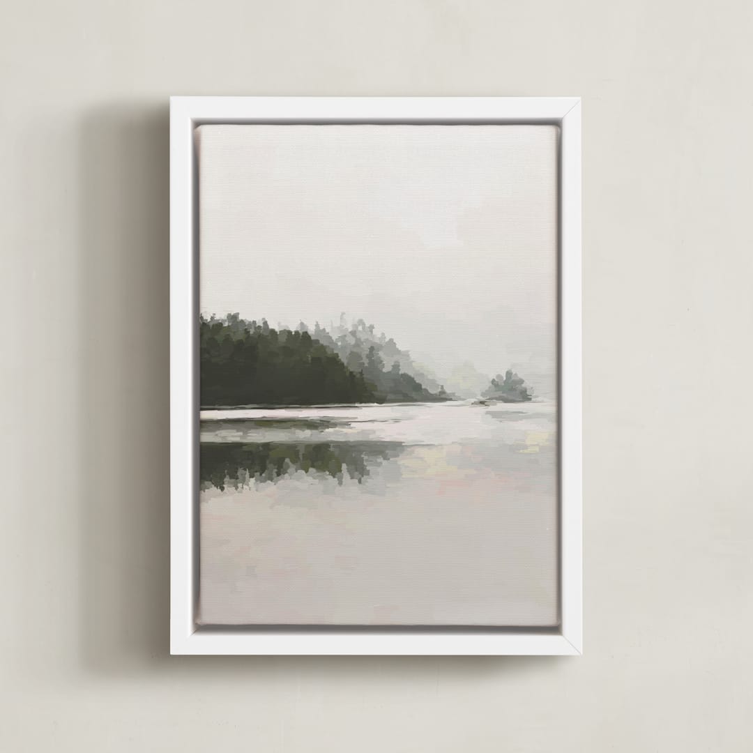 "LakeView II" - Art Print in Misty Grey by Amy Hall - Framed Canvas