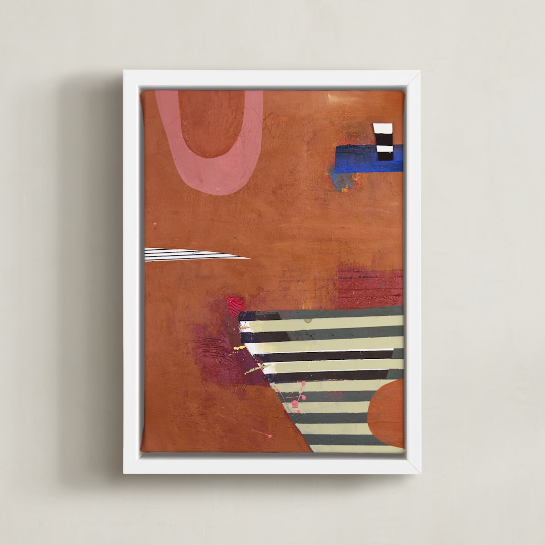 "BURNT SIENNA & BARK" - Art Print in red wine by Keren Toledano - Framed Canvas