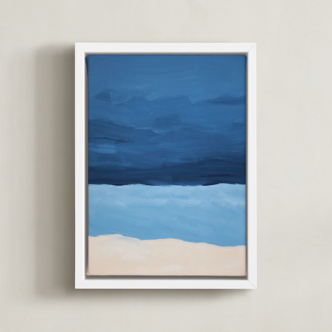 "Blue Horizon" - Art Print in deep blue by Colleen Ehrlich - Framed Canvas