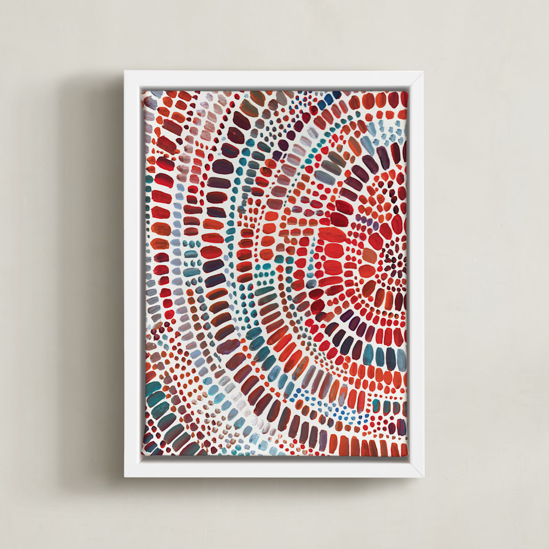 "Fire Ripple Drop" - Art Print in Bittersweet Turquoise by Holly Royval - Framed Canvas