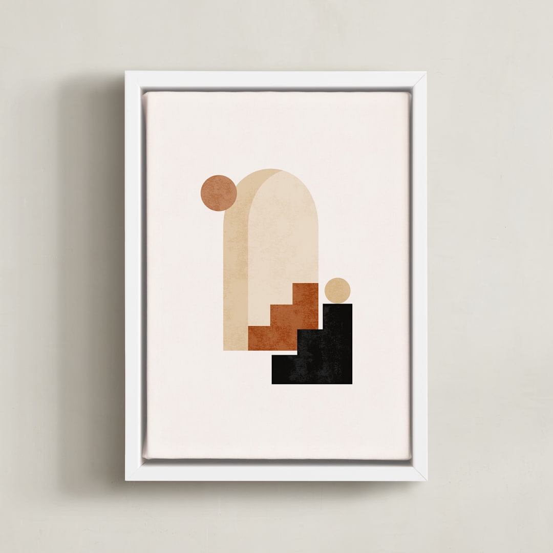 "Rustic Geometry 1" - Art Print in Terracotta by Iveta Angelova - Framed Canvas