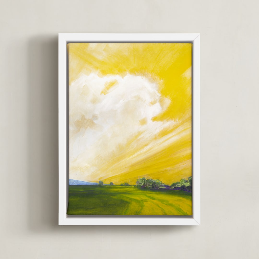 "Western Dawn" - Art Print in Cadmium Yellow by Stephanie Goos Johnson - Framed Canvas