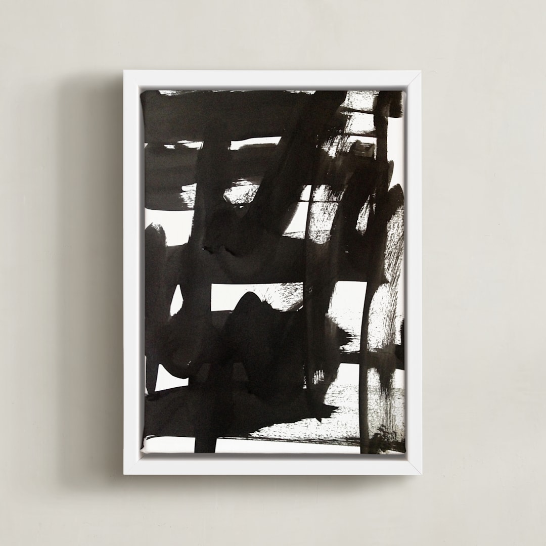 "Inked" - Art Print in Black Ink by Deborah Velasquez - Framed Canvas