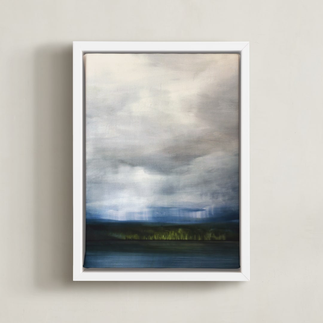 "Rain and Light" - Art Print in Rain Blue by Brian Sostrom - Framed Canvas