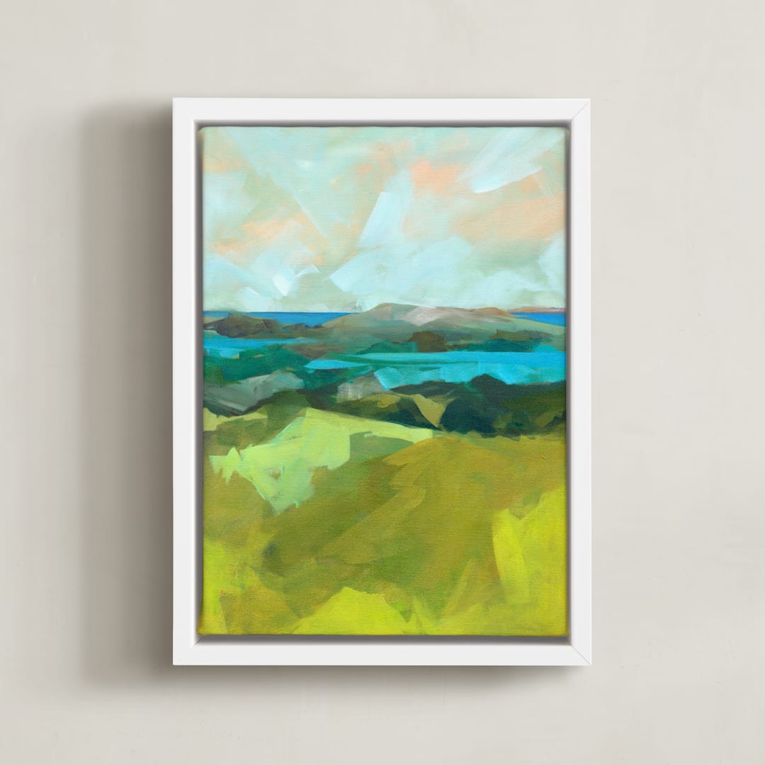 "Shore Thing" - Art Print in Sea Green by Jess Franks - Framed Canvas