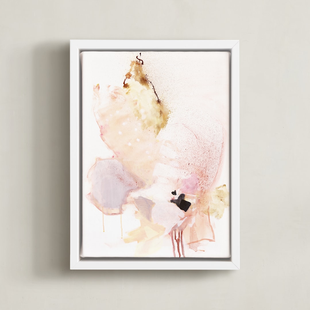 "Delicate" - Art Print in blush pink by Sarah McInroe - Framed Canvas