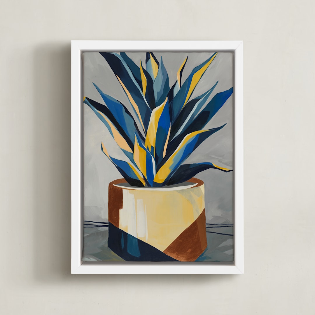 "Get To The Point" - Art Print in Southwest Blue by Marla Beyer - Framed Canvas
