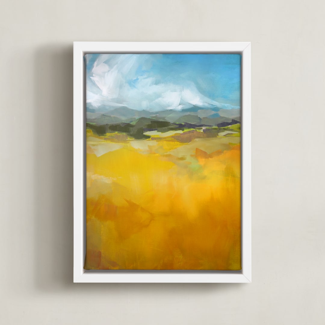 "Head for the Hills" - Art Print in Ochre by Jess Franks - Framed Canvas