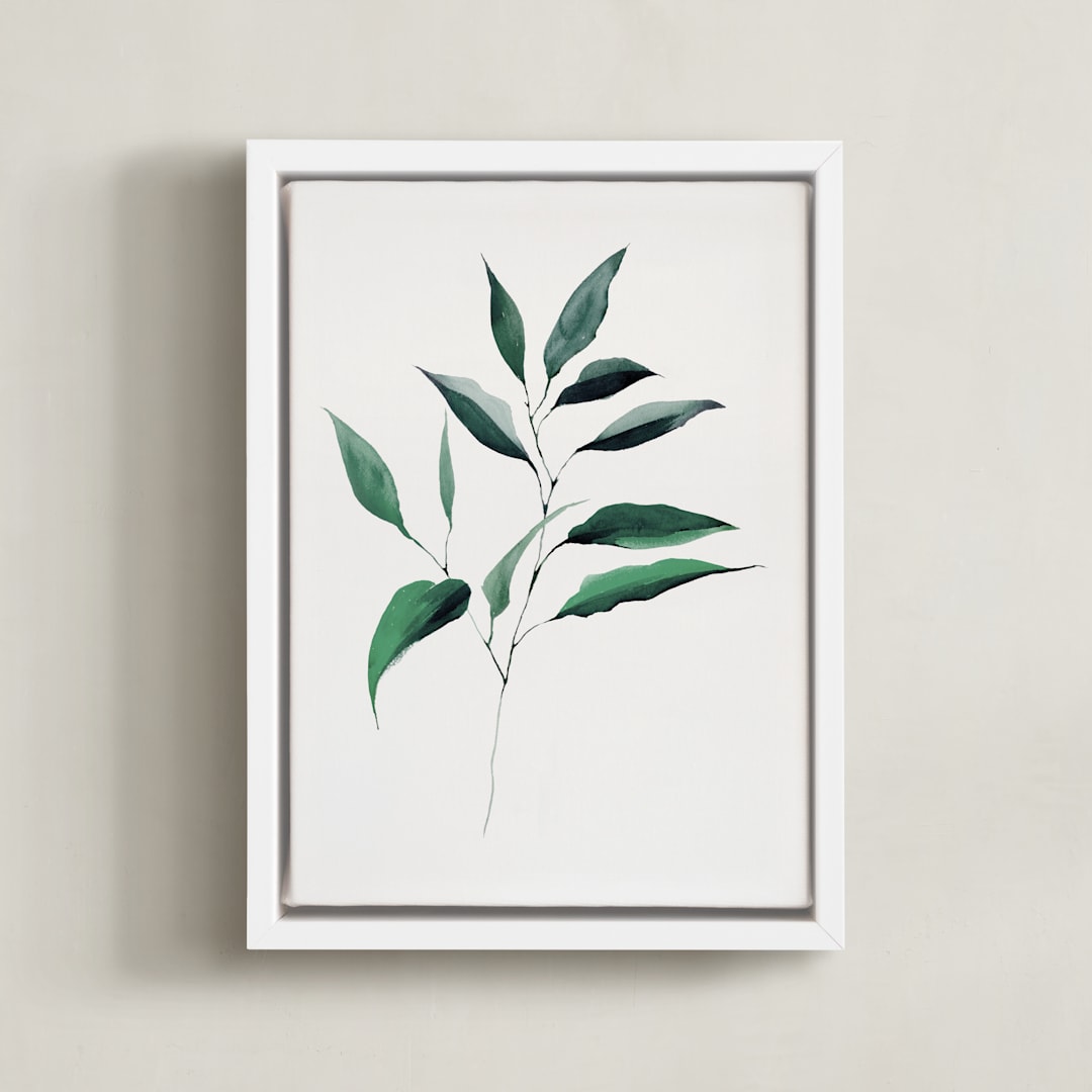 "Magnolia Foliage" - Art Print in Ivory by jinseikou - Framed Canvas