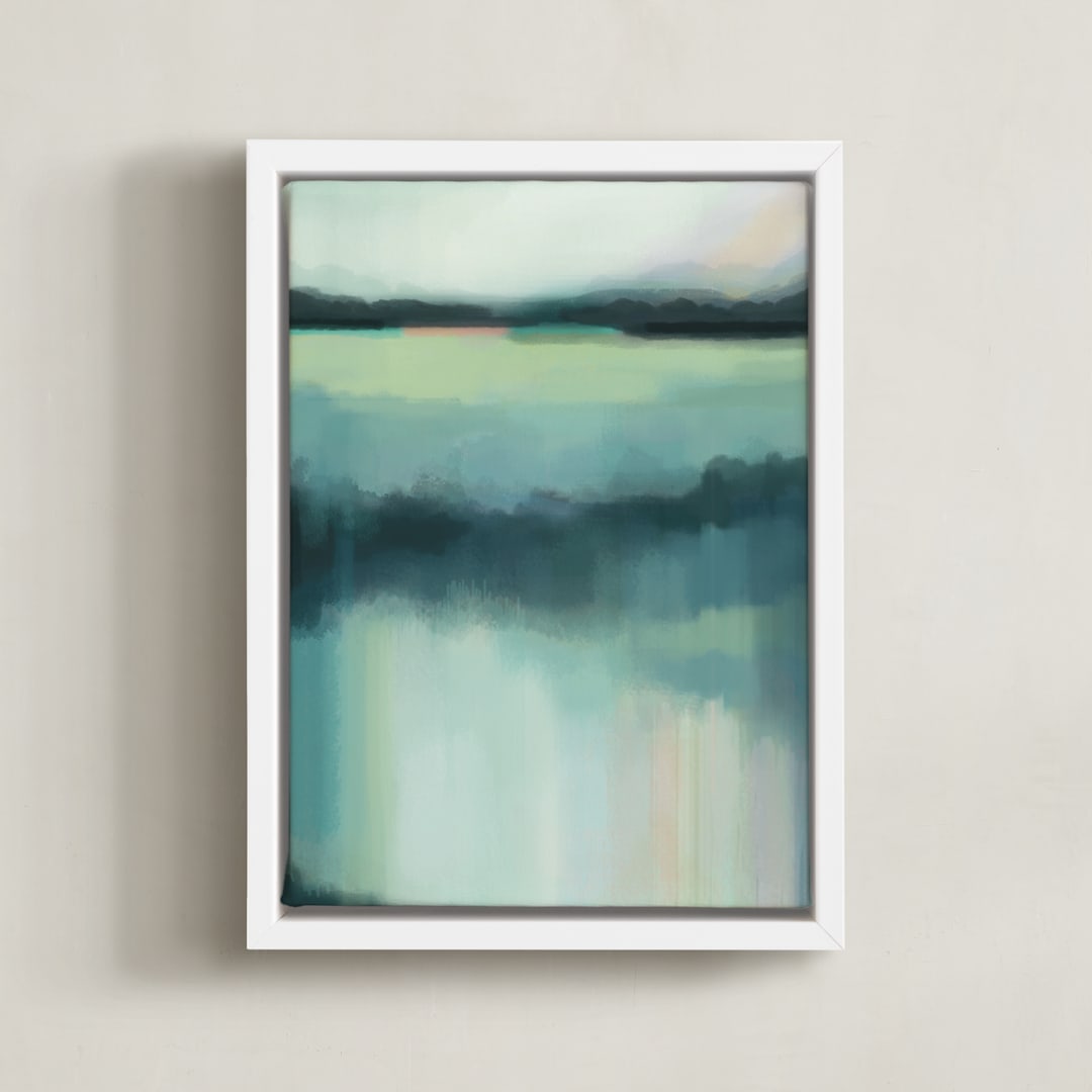 "Blue lagoon" - Art Print in Sea Green by AlisonJerry - Framed Canvas