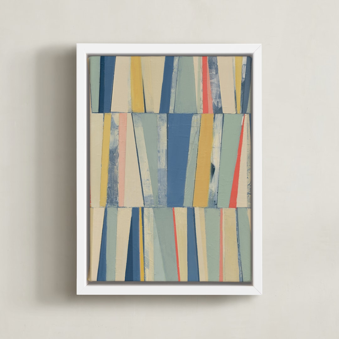 "Non Stop Fun" - Art Print in Lagoon by Pippin Schupbach - Framed Canvas