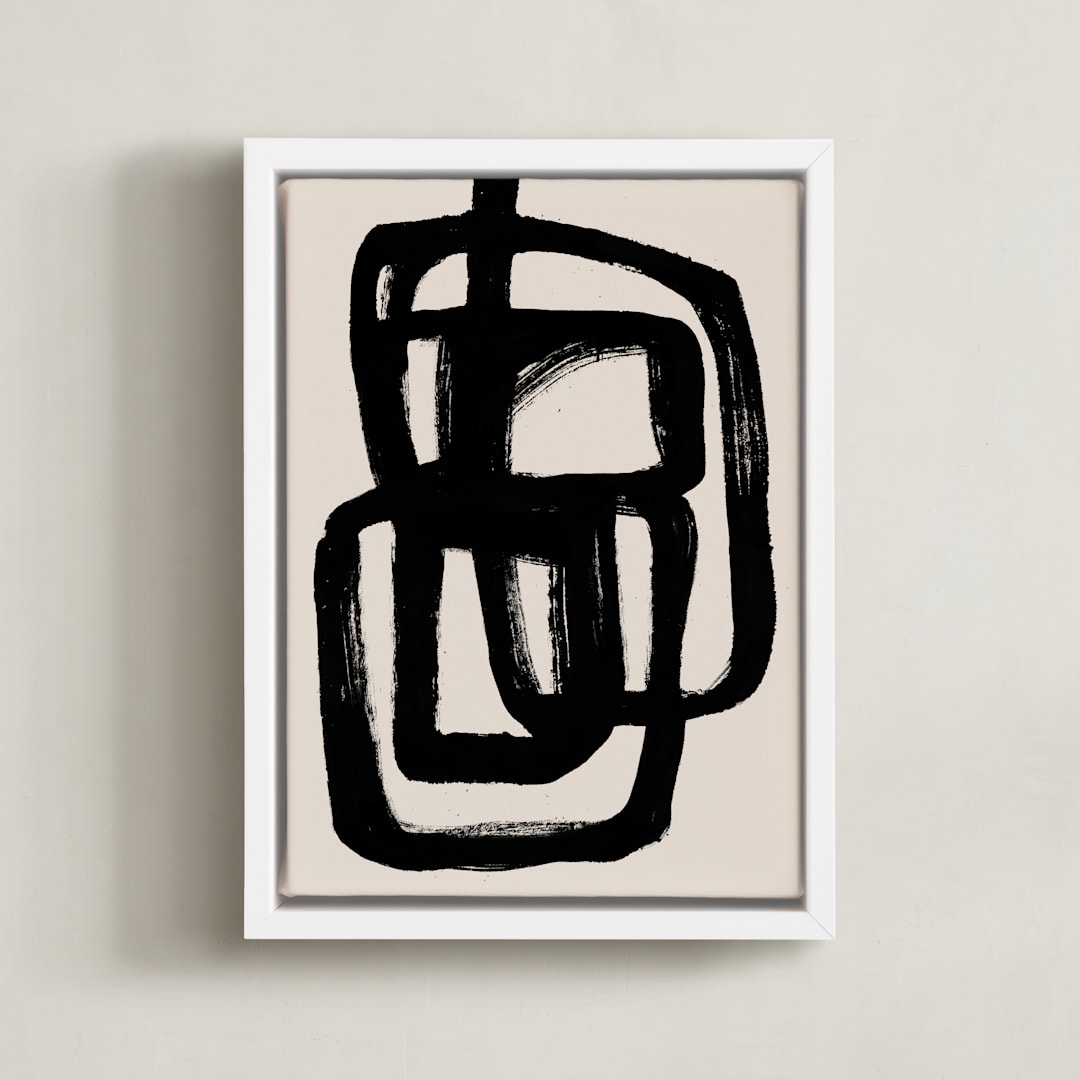 "Abstract ink brush" - Art Print in Obsidian by Cass Loh - Framed Canvas