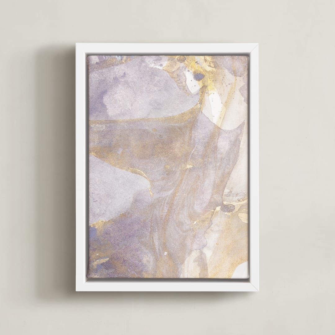 "Soft Shimmer No. 1" - Art Print in Soft Lavender Gold by Julia Contacessi - Framed Canvas