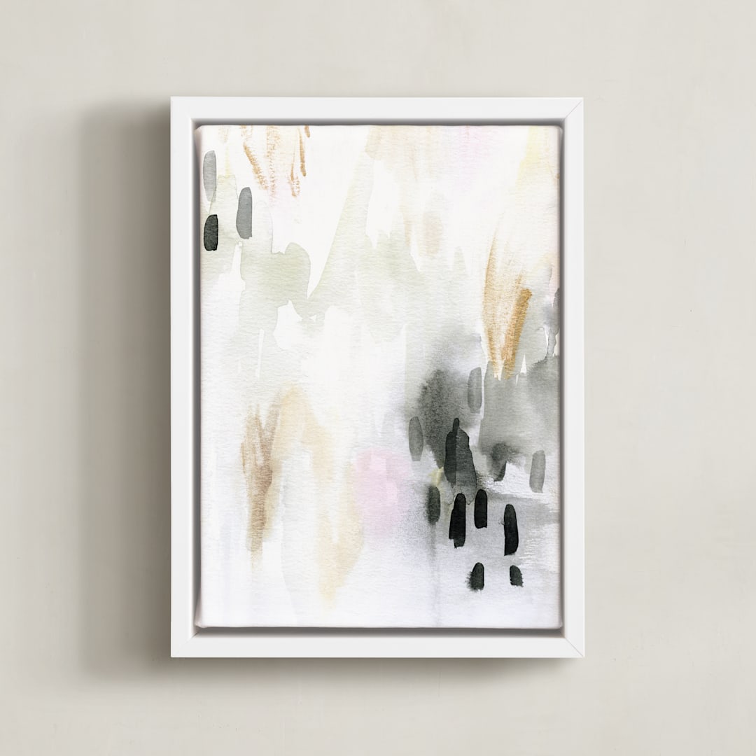 "Ever Softly" - Art Print in Charcoal by Melanie Severin - Framed Canvas