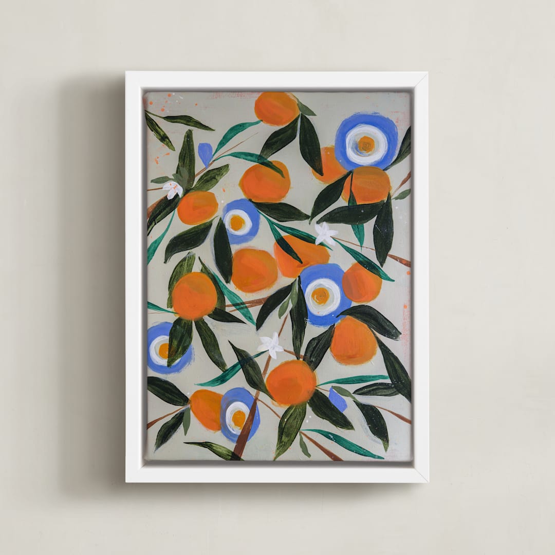 "Orange Tree" - Art Print in White by Rachel Roe - Framed Canvas