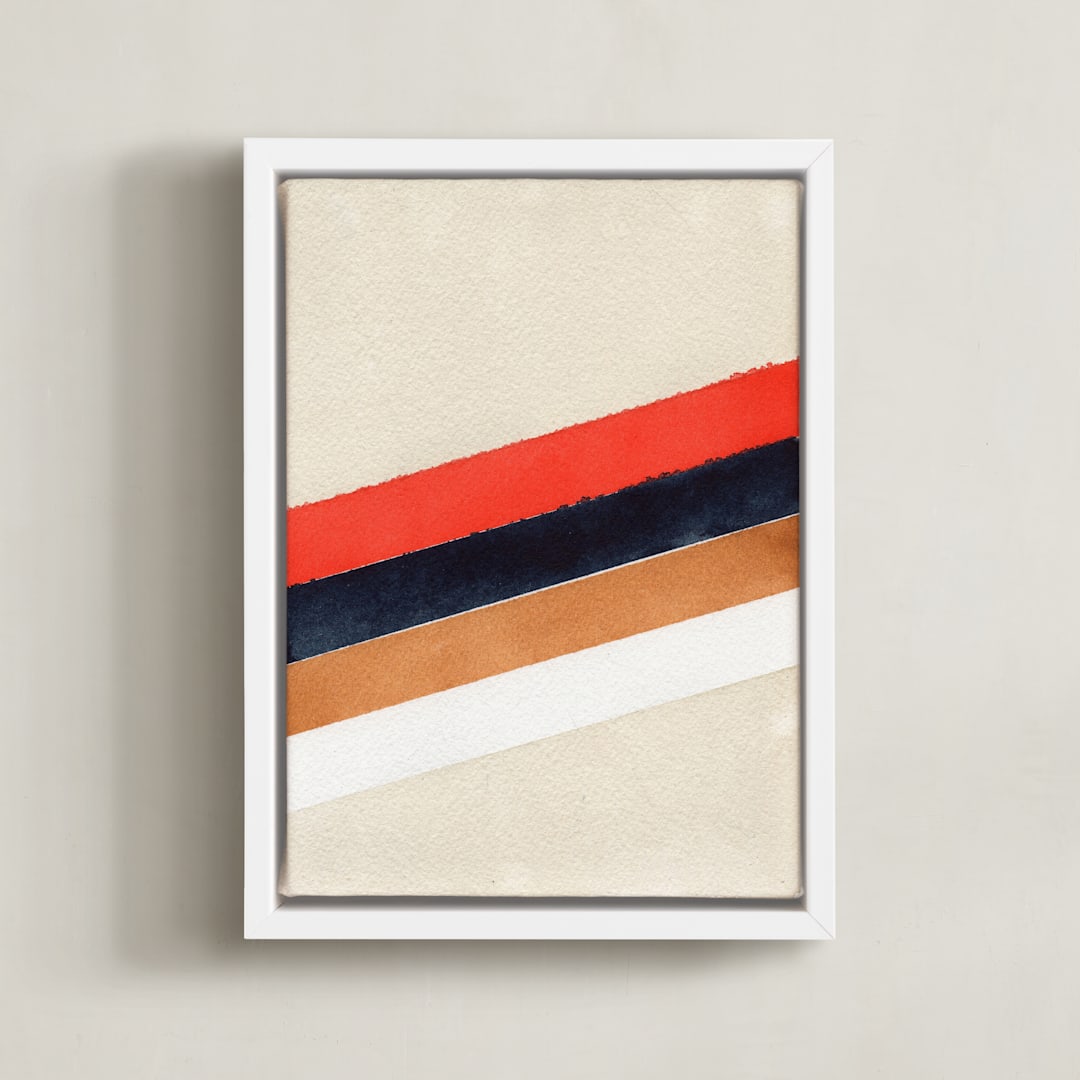 "Retro Stripes" - Art Print in White by Celeste Duffy - Framed Canvas