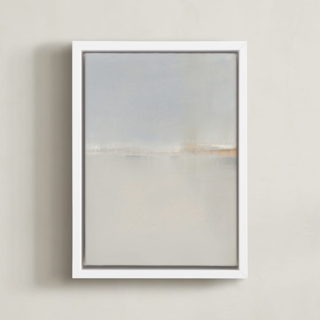 "Winter Beach" - Art Print in White by Sadie Holden - Framed Canvas