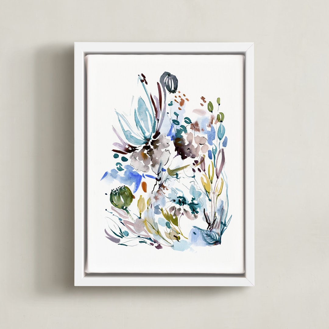 "Awakening 4" - Art Print in Blue by Sara Berrenson - Framed Canvas