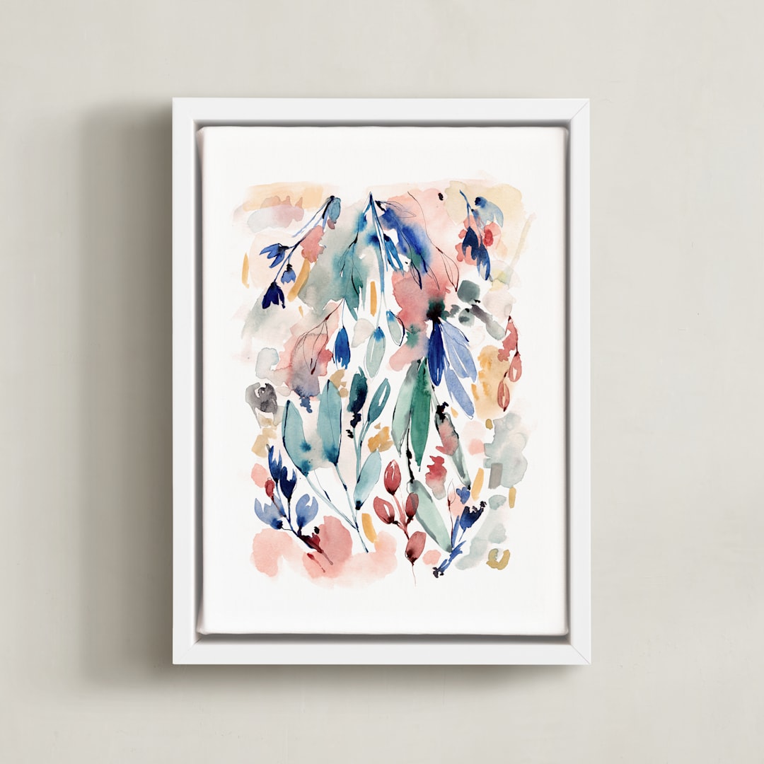 "Awakening" - Art Print in Peach by Sara Berrenson - Framed Canvas