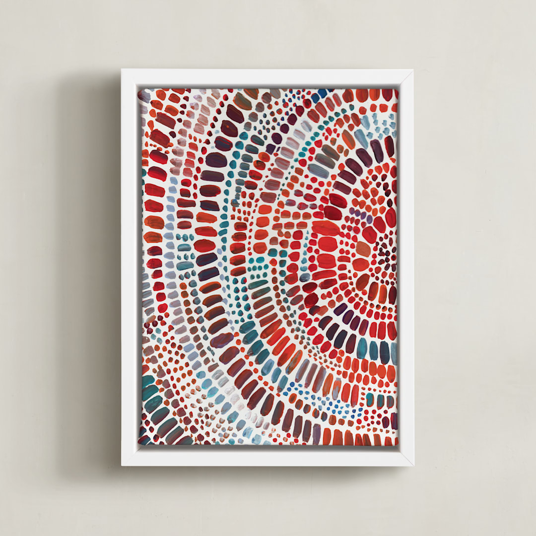 "Fire Ripple Drop" - Art Print in red by Holly Royval - Framed Canvas