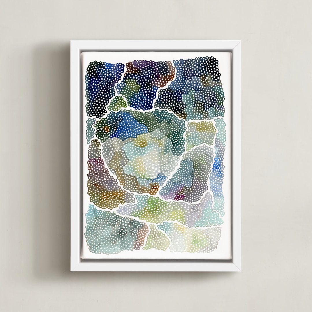 "freckle topography II" - Art Print in Teal by Kelly Place - Framed Canvas