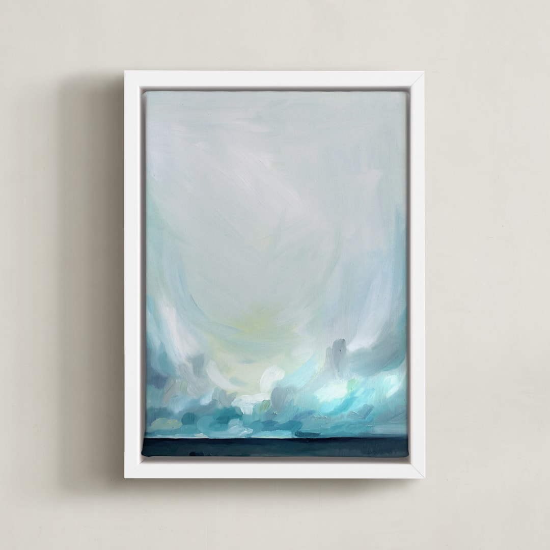 "Teal Winds" - Art Print in Teal by Emily Jeffords - Framed Canvas