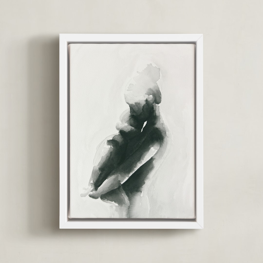 "Mother Embrace Color" - Art Print in Pewter by Kate Ahn - Framed Canvas