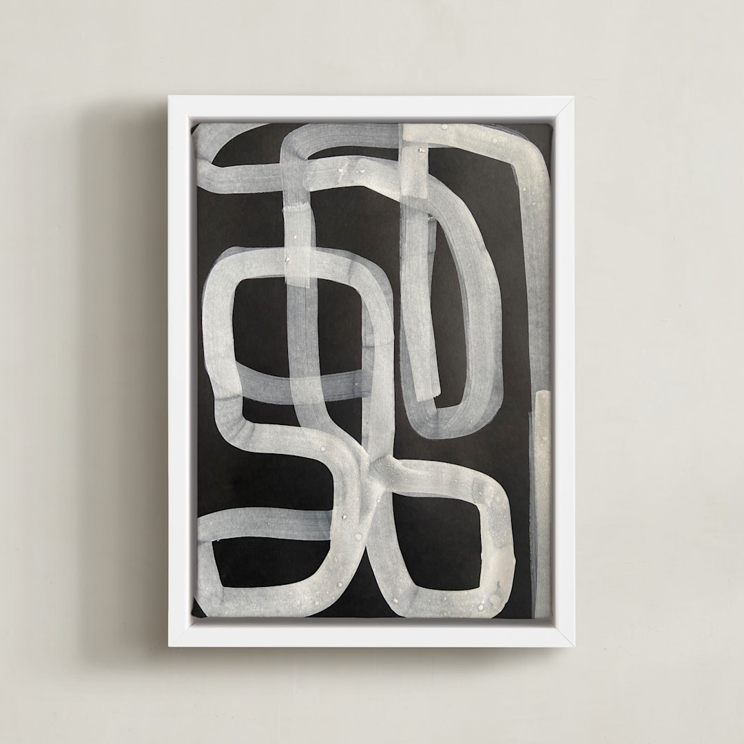 "A Twist, A Turn, A Path" - Art Print in Charcoal by Deborah Velasquez - Framed Canvas
