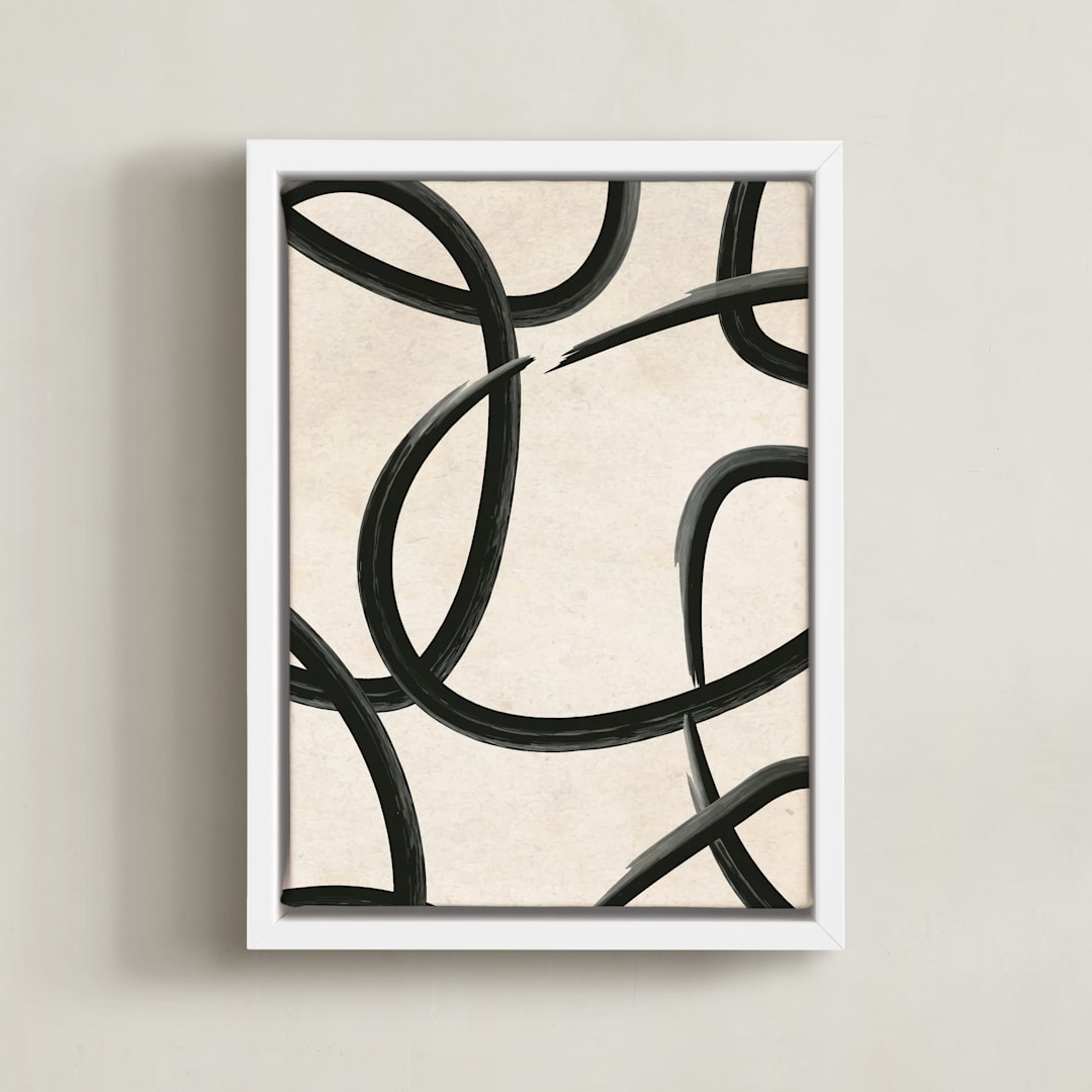 "We All Connected I" - Art Print in Charcoal Black by Meral Badem - Framed Canvas