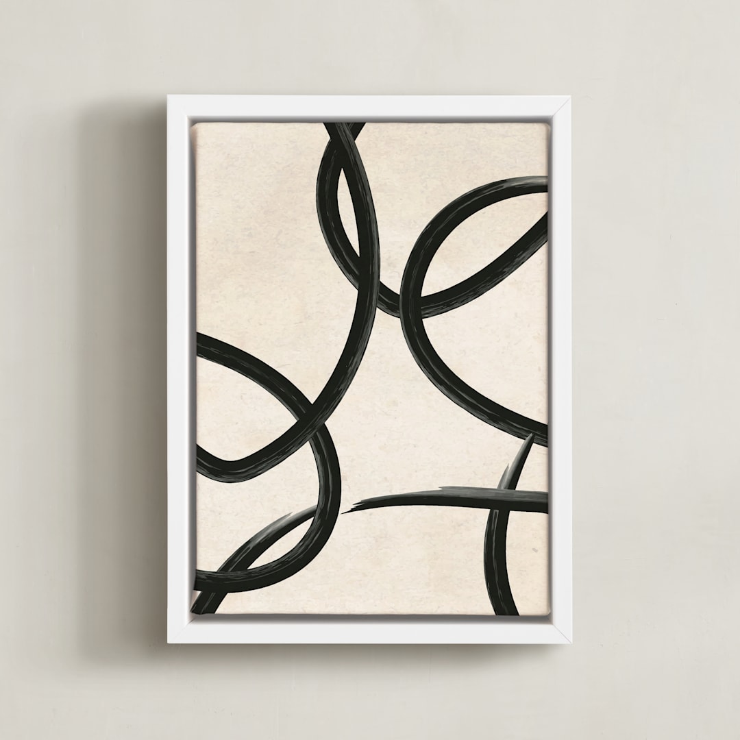 "We All Connected II" - Art Print in Charcoal Black by Meral Badem - Framed Canvas