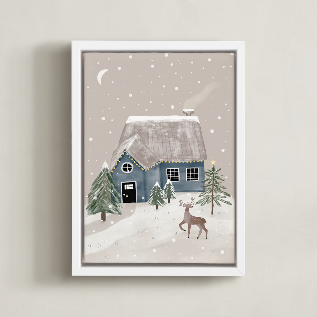 "Winter's Night" - Art Print in Dusk by Maja Cunningham - Framed Canvas