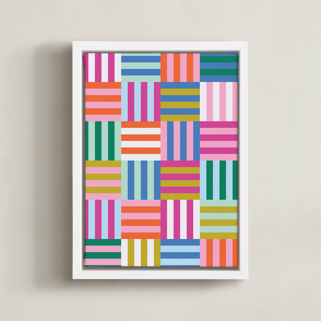 "Not your average checkers" - Art Print in Rainbow by Ashes and Ivy Studio - Framed Canvas