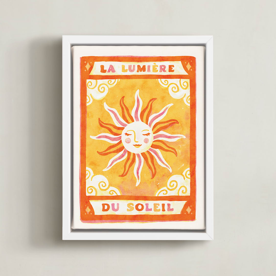 "Soleil Sun Tarot" - Art Print in Sunny Orange by Sabrina Excene - Framed Canvas