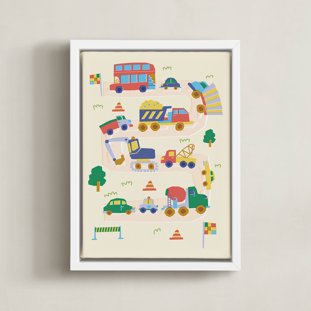 "Big and Small Vehicle" - Art Print in Ivory by Kartika Paramita - Framed Canvas