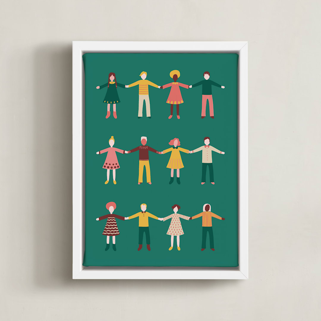 "Happy People" - Art Print in Forest by Nieves Herranz - Framed Canvas