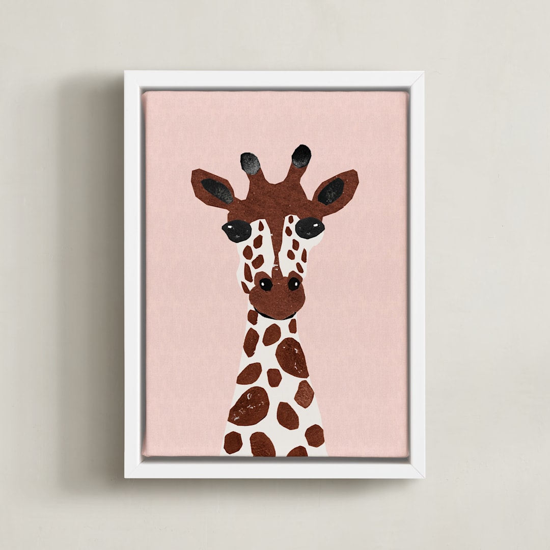 "Look! Giraffe!" - Art Print in Savanna by Maja Cunningham - Framed Canvas