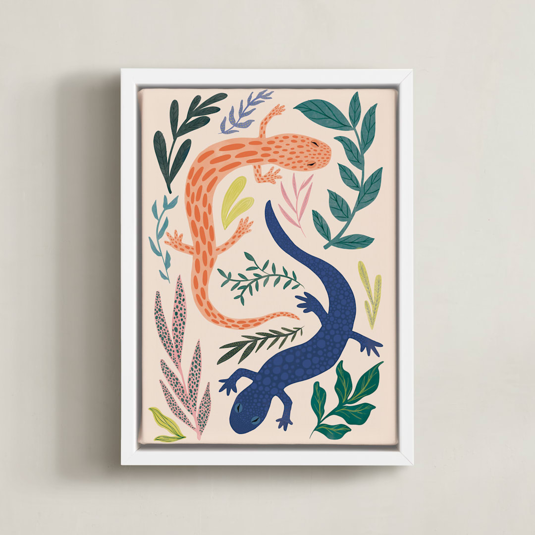 "Ever Changing" - Art Print in Peach by Megan Zang - Framed Canvas