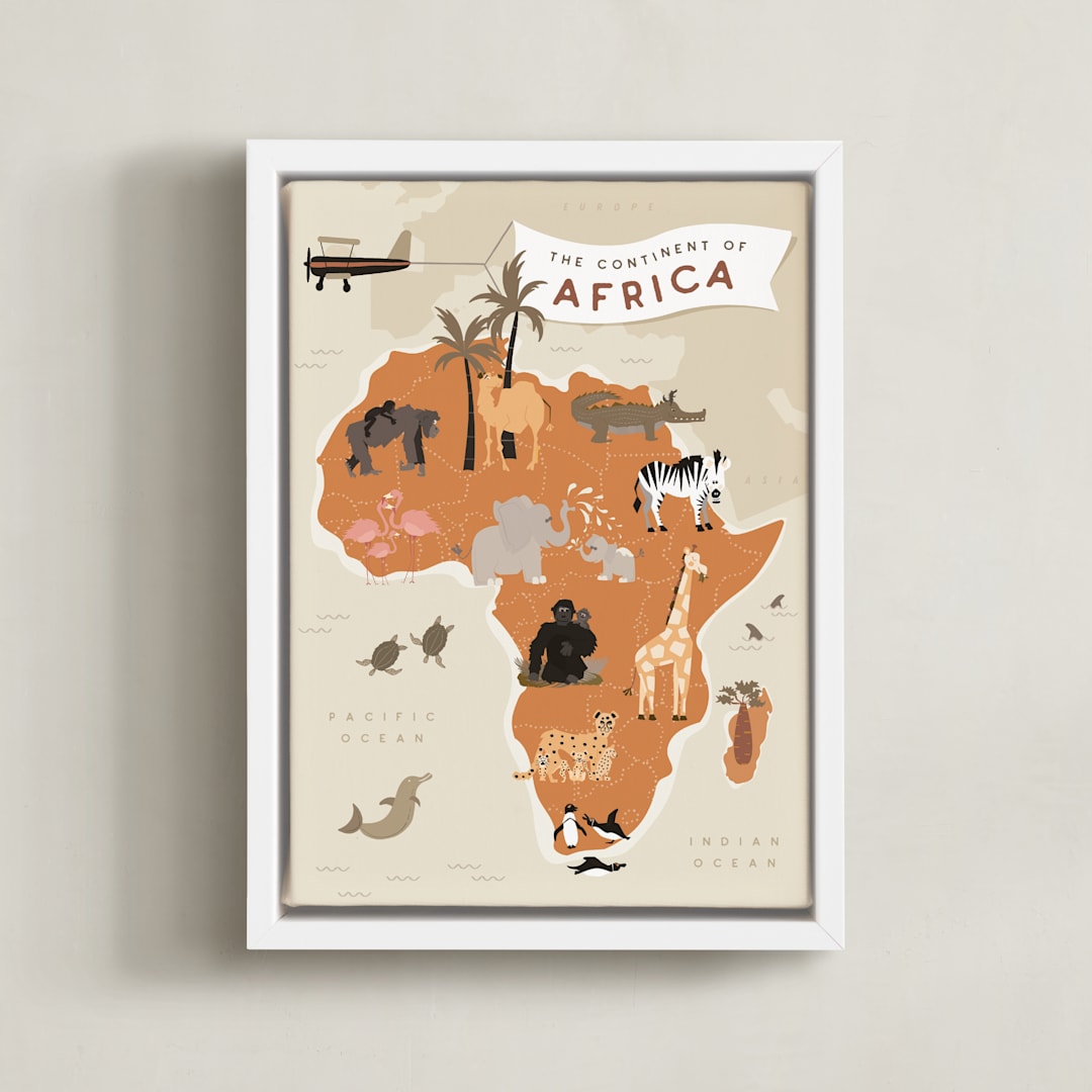 "animals of africa" - Art Print in Camel by Kamala Nahas - Framed Canvas