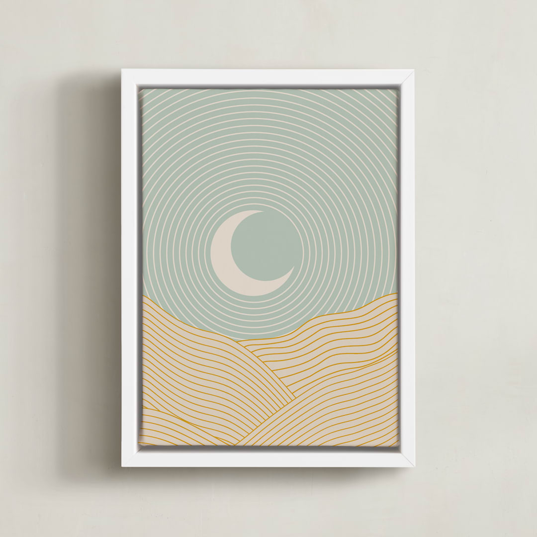 "Sun and Moon II" - Art Print in Duck Egg Blue by Zani van Zyl - Framed Canvas