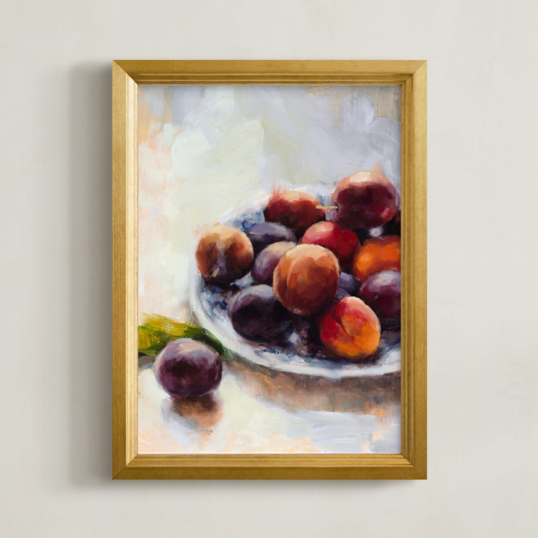 "Summer Plums" - Art Print in Plum by Wendy Keller - Framed