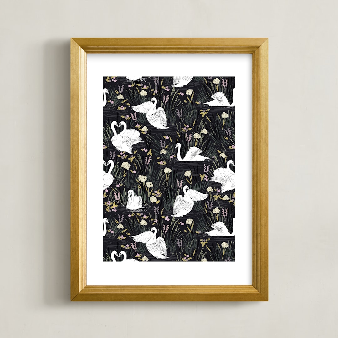 "swan lake" - Art Print in Spring by Shiny Penny Studio - Framed