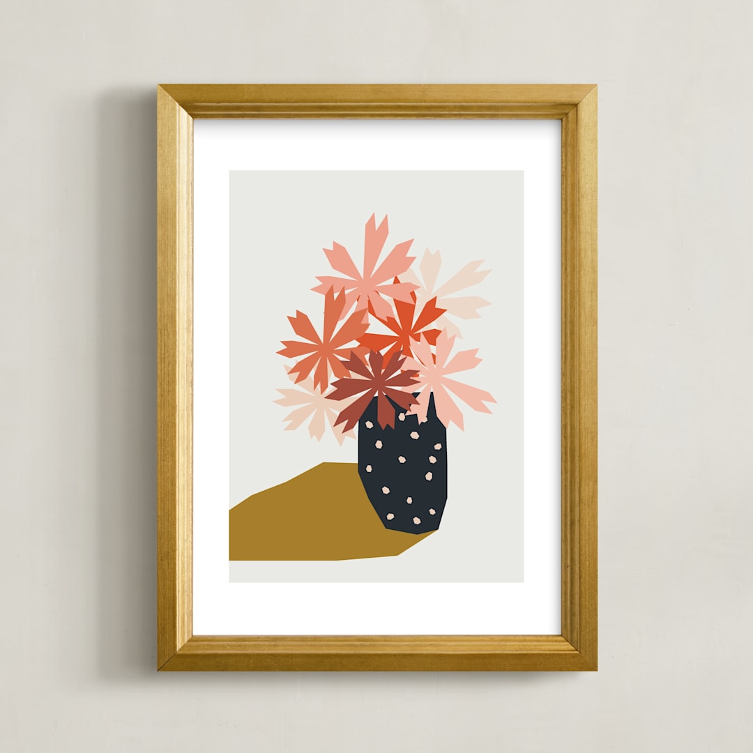 "polka dot vase" - Art Print in Bubble Gum by Morgan Kendall - Framed