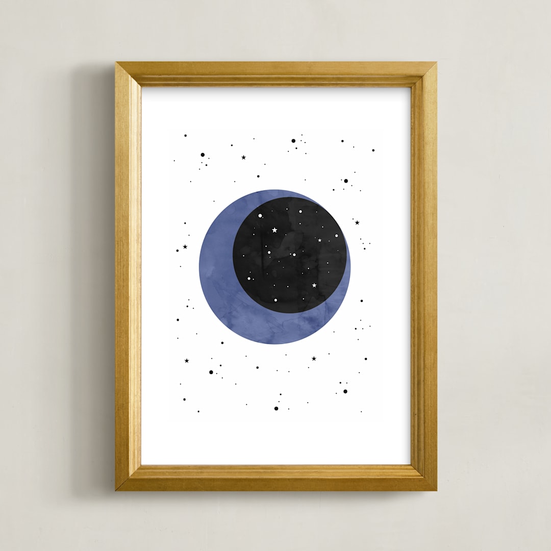 "Moon Magic & You" - Art Print in Periwinkle Blue by Emanuela Carratoni - Framed