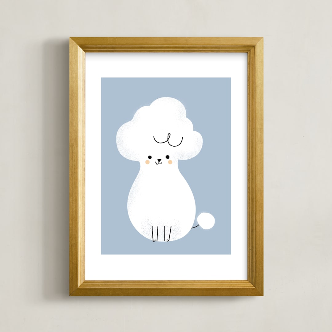 "Poodle" - Art Print in Slate by Lori Wemple - Framed
