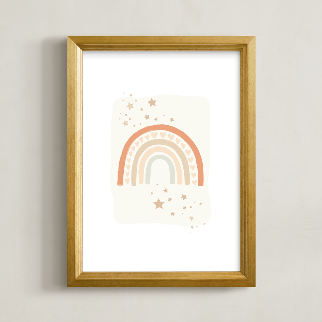 "Rainbow Stars" - Art Print in Sand by Hannah Williams - Framed