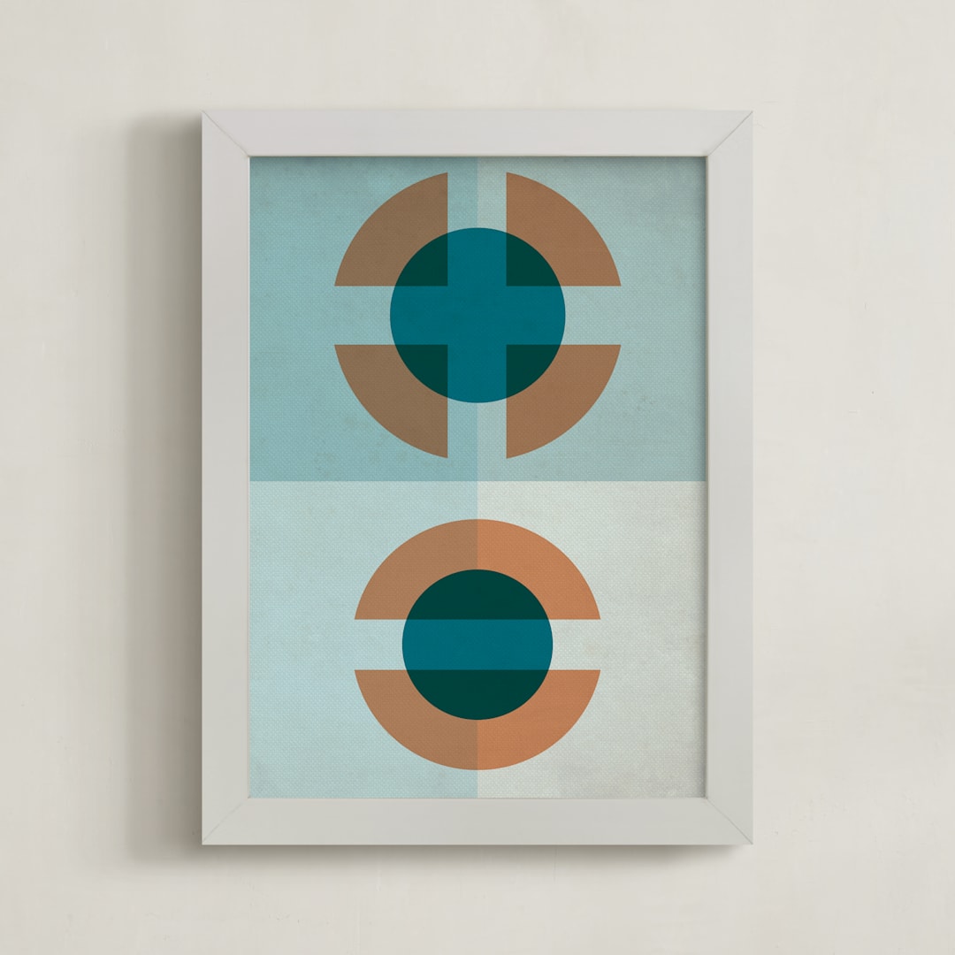 "Cellular" - Art Print in blue slate by Jennifer Morehead - Framed