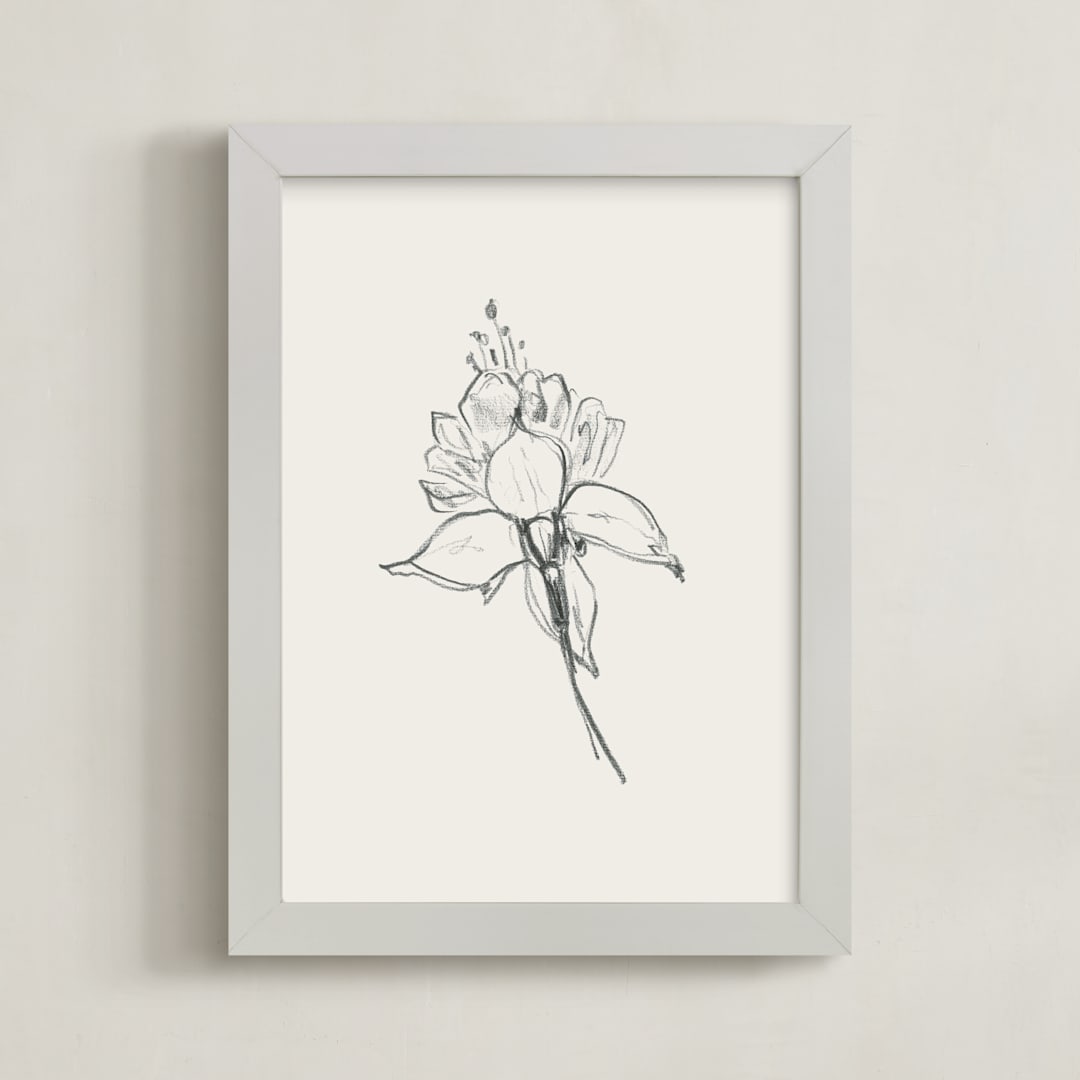 "Fuchsia 2 of 2 Diptych" - Art Print in off white / black by Miranda Mol - Framed